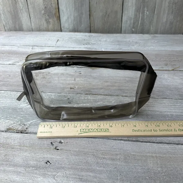 Set Of 2 Clear Black Outlined Zipper Travel Case Small Concert Festival‎ - Image 3