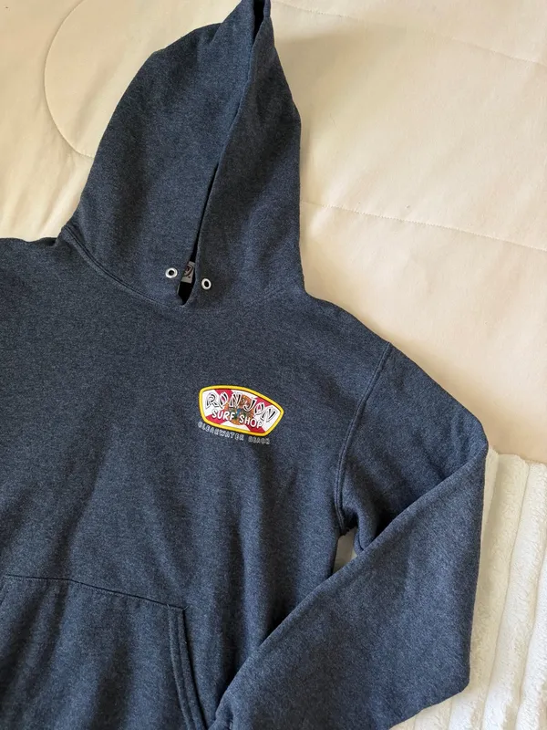 Ron Jon Charcoal Gray Pullover Hoodie with Surf Patch - Image 2