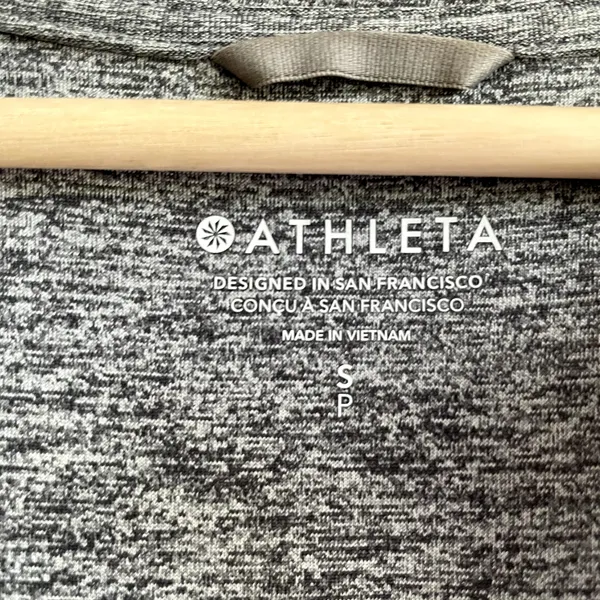 Athleta full zip heathered‎ gray sweater workout pockets women's S nylon hooded - Image 5