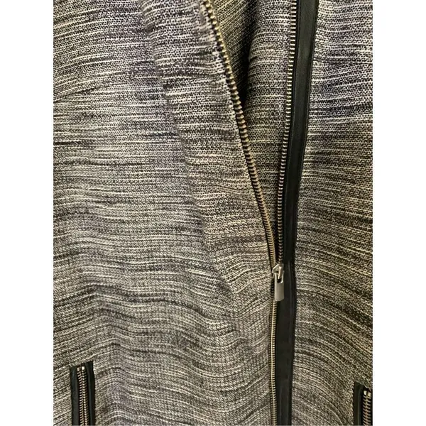 Maje Long Gray Cotton Linen Stretch Asymmetric Zip Coat women’s size 36 Small - Image 4