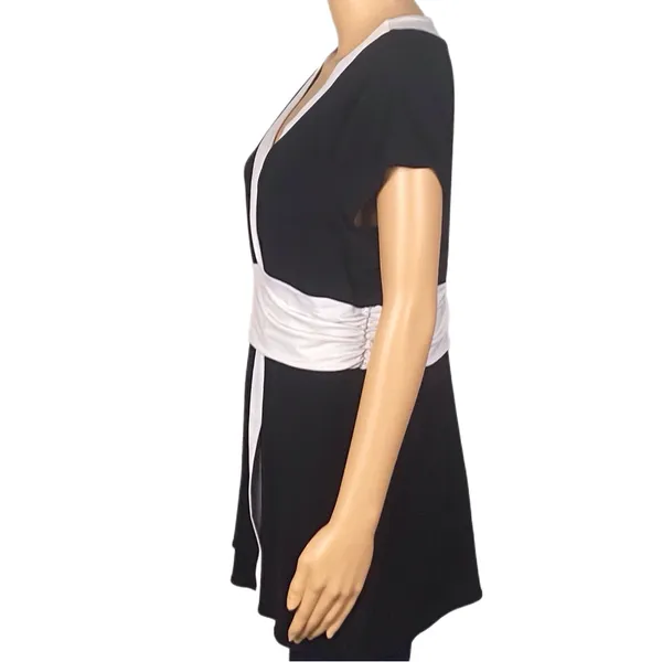 WHITE HOUSE BLACK MARKET Black/White Color-Block Tunic Top Made in USA Size XL - Image 7