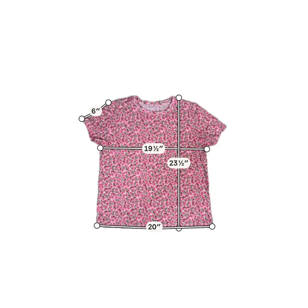 Pink Floral Cotton Tee Rose Print Short Sleeve Top Old Navy M Cottagecore - Image 4