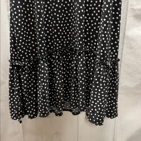 Modcloth Black Polka Dot It's a Go Tie Shoulder V Neck Ruffle Hem Midi Dress - Image 6