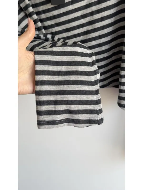 Motel Rocks Dalene Asymmetric Top Gray Black Stripe Long Sleeve Size S NWT - Image 9