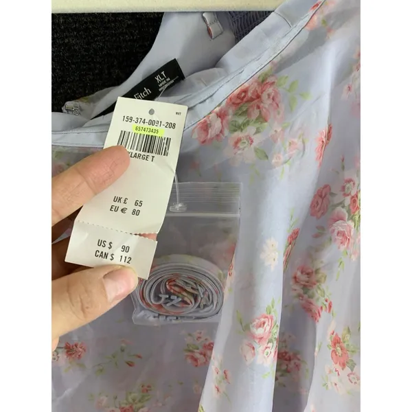 Abercrombie & Fitch Floral Tiered Mini Dress Strapless Pastel Summer XL Tall New - Image 13