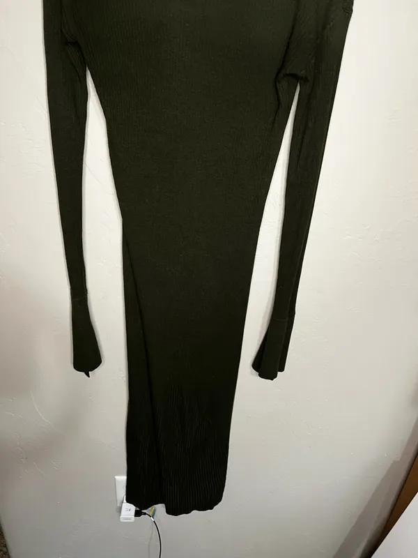 Urban Outfitters UO Dark Green Button Down Cardigan‎ Ribbed MIDI Dress - Image 9