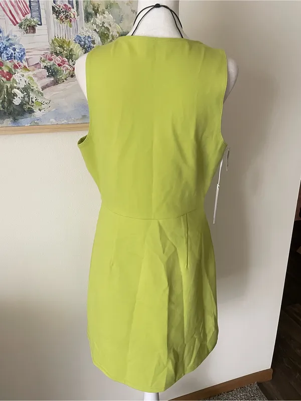 Aritzia Sunday Best Idol Mini Dress Pear Green Square Neck Size Large New - Image 6
