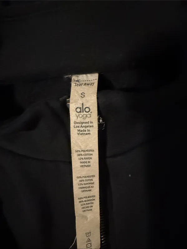 ALO Yoga‎ Small Mix Jacket Zip Up Cut Out Long Sleeve Fleece Hooded Casual Black - Image 9