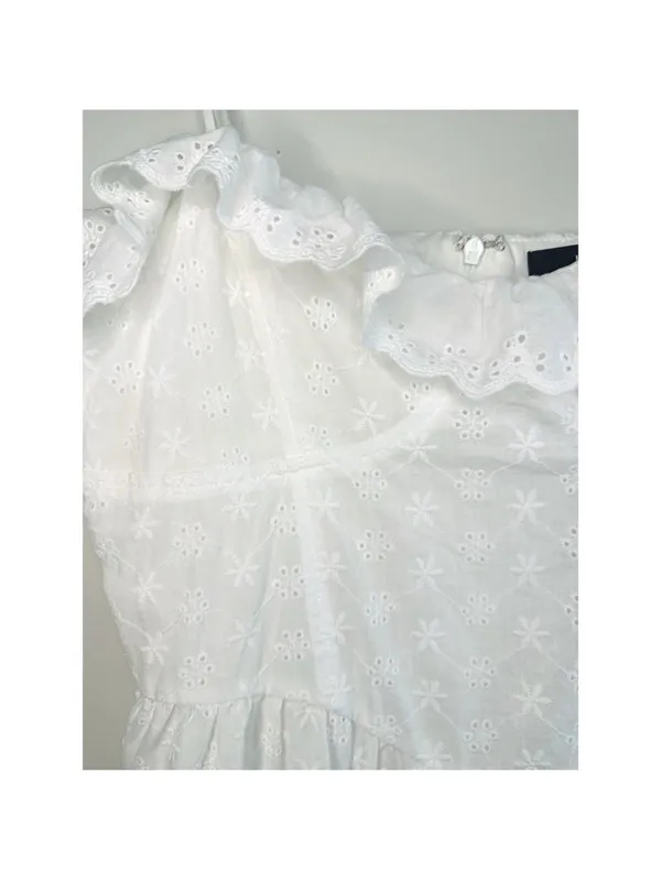 White lulus lace eyelet Spaghetti-Strap Midi Dress - Image 8
