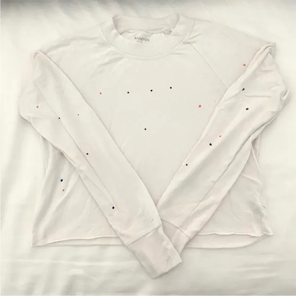 $74 Splits59 X Bandier collection white paint splatter sweatshirt XS - Image 3