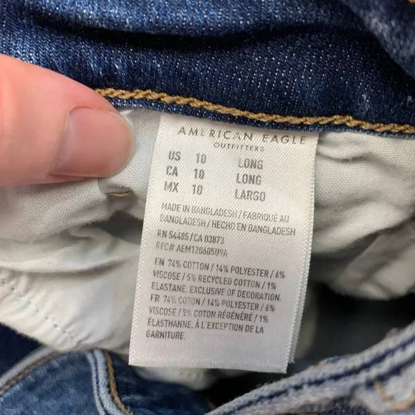 American Eagle Mom Jeans‎ Womens 10 Long Medium Wash High Waisted Stretch Denim - Image 8