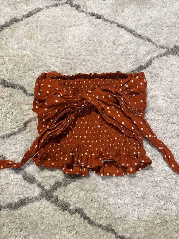 Orange Polka Dot Bandeau Top - Image 2