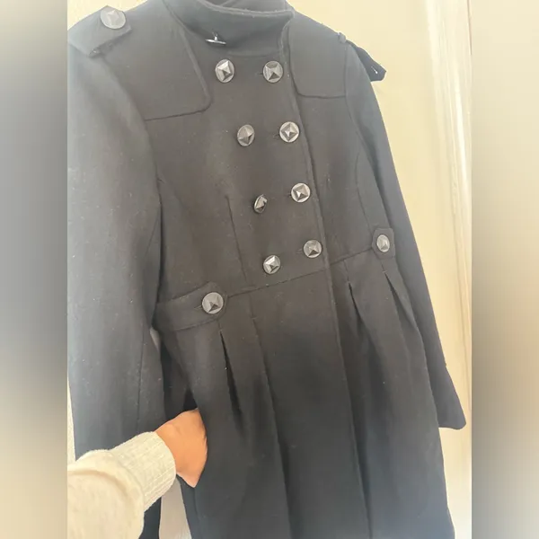 Rudsak Wool Blend Coat Jacket Military Winter Black Size Medium *READ* - Image 3