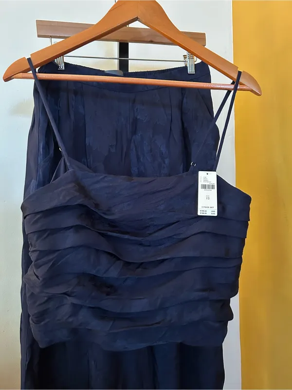 Anthropologie Floral Jacquard Wide Leg Pants & Cropped Tank Top Set‎ NEW Size 12 - Image 4