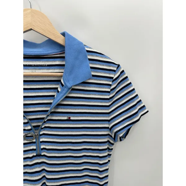 Tommy Hilfiger Womens Striped Y2K Polo Size S Academia Preppy Heritage‎ - Image 3