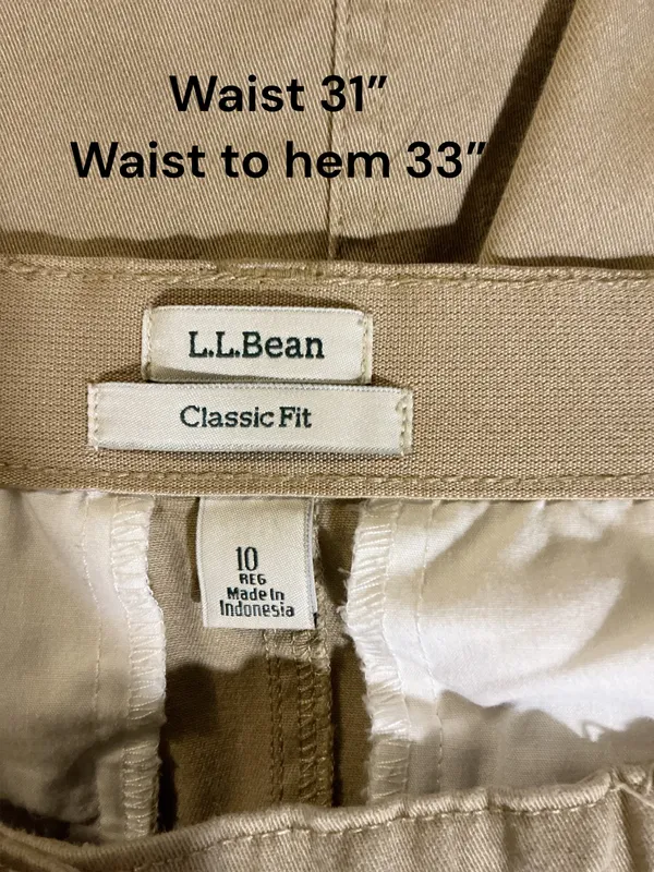 L.L.Bean Classic Fit Tan Chino Midi Skirt Size 10 Reg Khaki Cotton Casual Pockets - Image 3