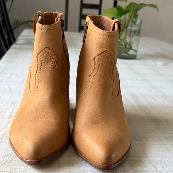 Frye Women's Tan Leather Ankle Boots - Stylish Western-Inspired Booties - Image 3