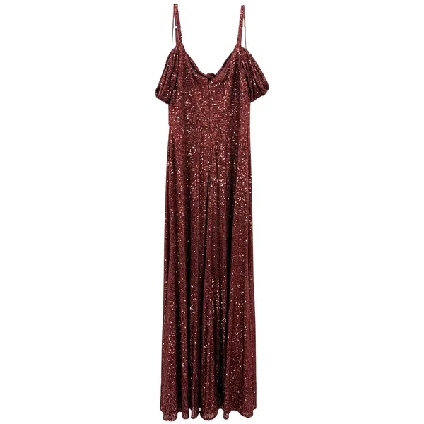 NW Nightway‎ Size 4 Sequin Maxi Dress Off the Shoulder Slit Evening Event Gown - Image 2