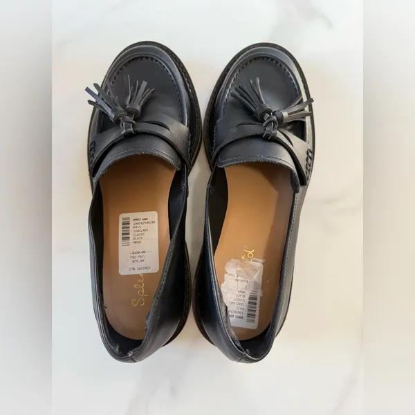 Splendid Black Leather Tassel Loafers - Image 2