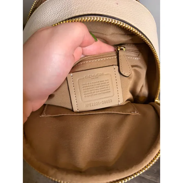 Coach Court Mini Backpack White Pebbled Leather Gold Hardware C8603 - Image 8