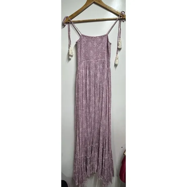 Olia Bradlea Smocked Tassel Tie Shoulders Maxi Dress Women size Medium - Image 6