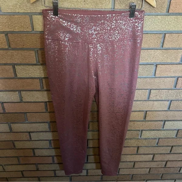 Sweaty Betty Disco Silver Metallic Foil Athletic Leggings SB6102 Size Medium - Image 3