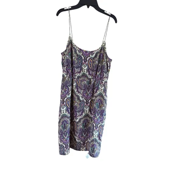 Women's J.Crew Purple Green Paisley Silk Mini Dress Size 8 - Image 9