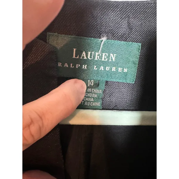 Lauren Ralph Lauren Black 100% Linen Collarless Longline Blazer Jacket Size 14 - Image 3