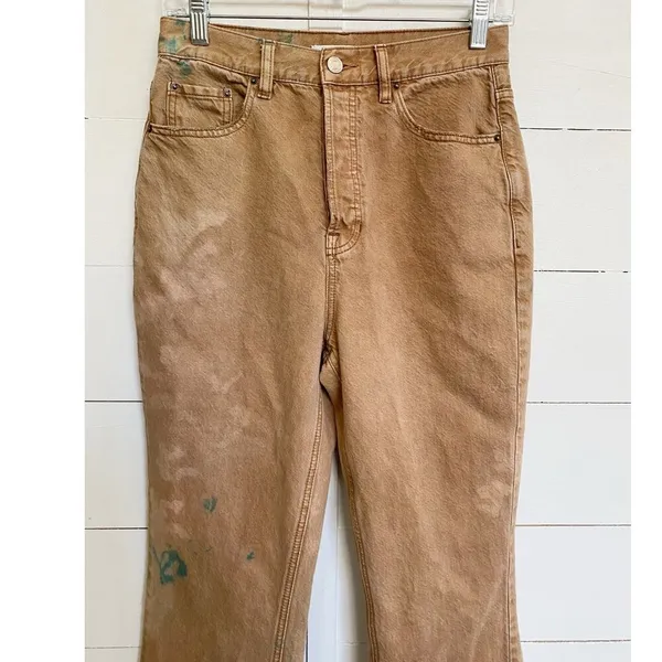 PacSun‎ High Rise Bootcut Jeans Tan Brown Teal Tie Dye Button Fly Womens 27 - Image 6