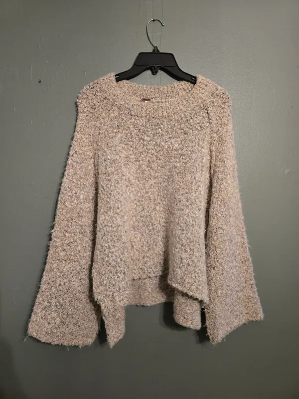 Free People Speckled Cream Bouclé Crewneck Sweater XS oversized - Image 2