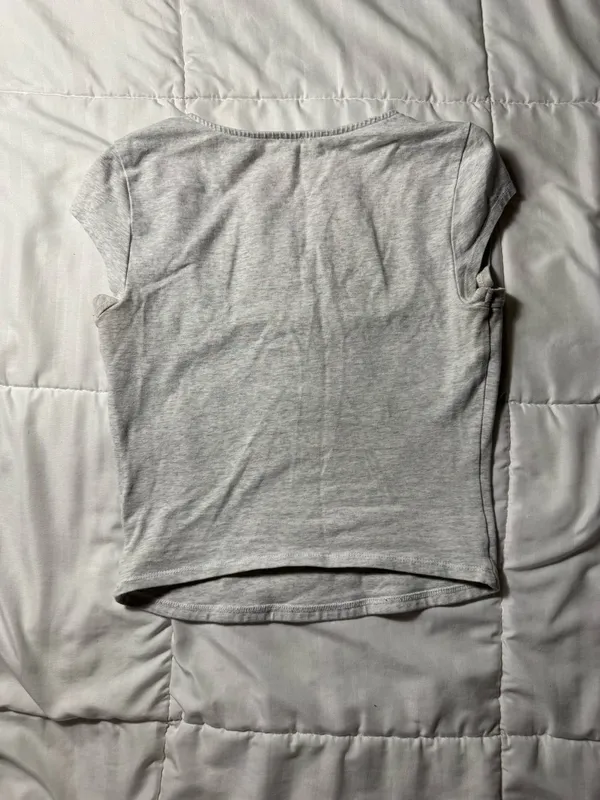 Heather Grey Square Neck Crop Top - Image 4