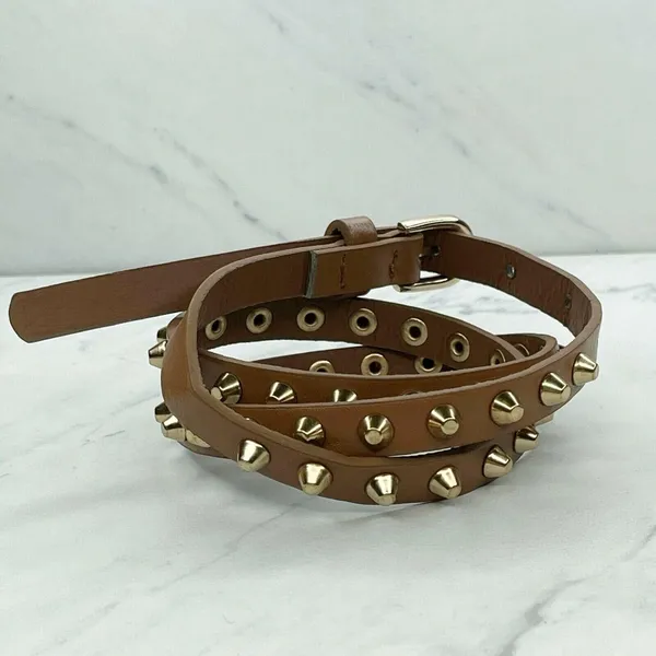 Brown Studded Faux Leather Belt Medium (M) ✨ - Image 3