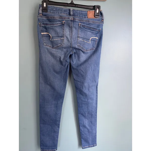 American Eagle Outfitters Dark Wash Dark Blue Denim Jeans Jeggings 0 SHORT - Image 5