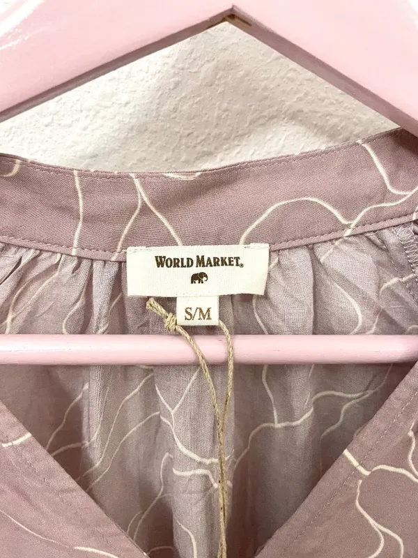 NWT World Market Pink Geometric Line Printed Dress Romantic Boho Size S/M - Image 3