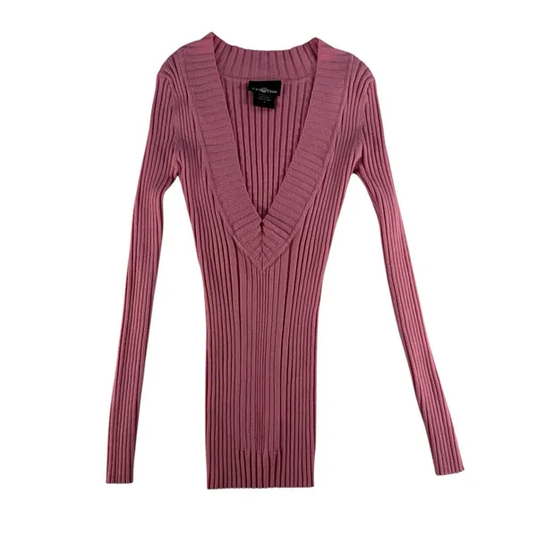 VTG‎ Y2K Its Our Time S Small Sweater Rib V-Neck Coquette Retro Preppy 90s Twee - Image 3