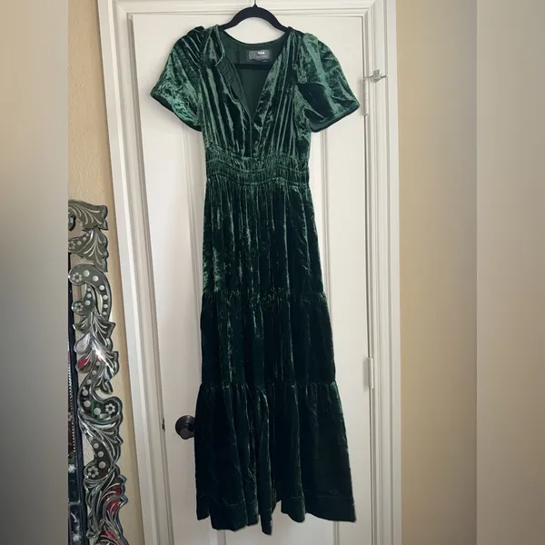 Anthropologie Somerset green velvet Maxi Dress size XS‎ - Image 4