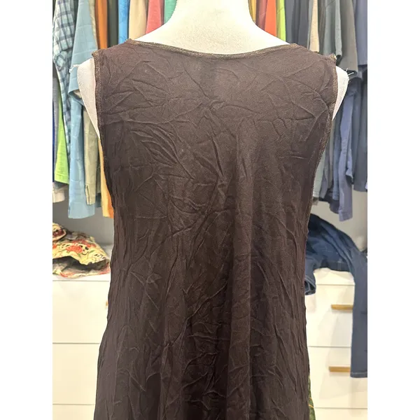 Sunflower Women's Sleevelss Tunic Dress Black Yellow Floral OS Semi Sheer - Image 5