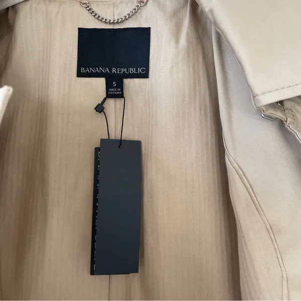 Banana Republic Essential Trench Coat Golden Beige Size Small Water Resistant - Image 9