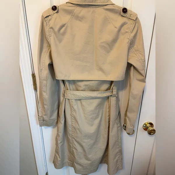 H&M Classic Beige Trench Coat – Belted, Double Breasted – Size 4 - Image 2
