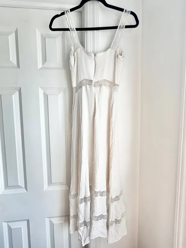 Reformation Wynton White Lace-Trim Button-Front Maxi Dress - Image 5