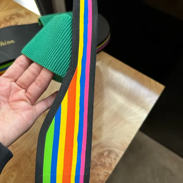 Colorful Striped Platform Sandals Green Size 10 - Image 5