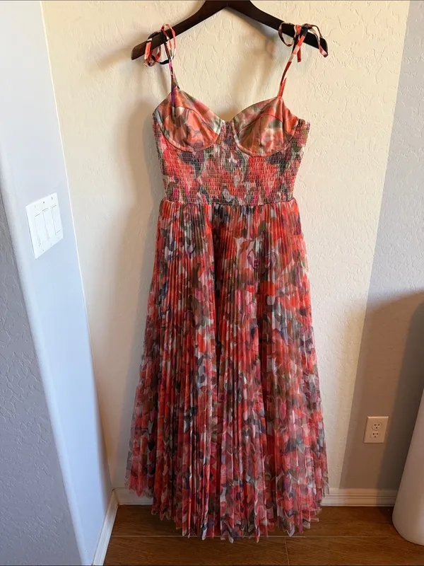 HUTCH Brianna Tie Strap Pleated Maxi Dress - Image 4