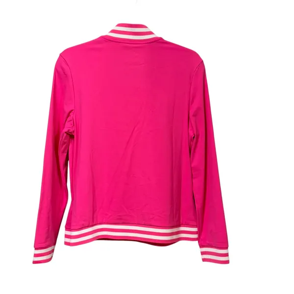 Acegolfs Womens Hot Pink Quarter Zip Golf Pullover Long Sleeve Striped Trim M - Image 3