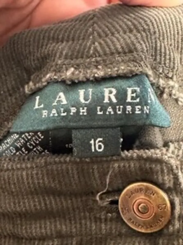 Vintage Lauren Ralph Lauren Olive Corduroy Maxi Skirt, 100% Cotton A-Line Sz 16 - Image 5