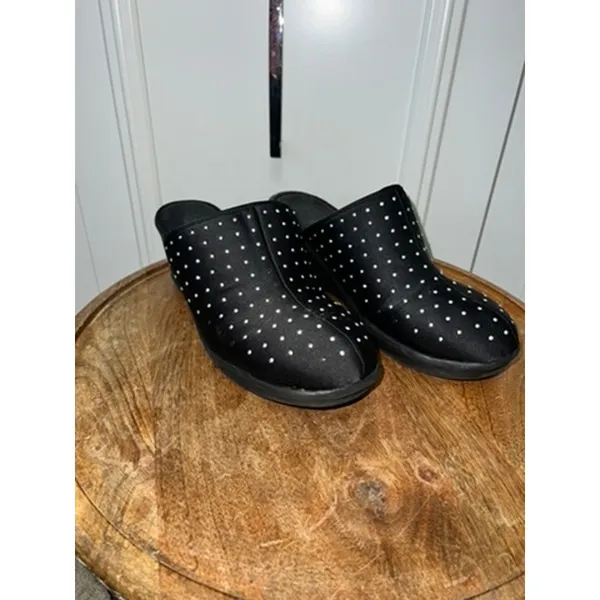 Women's Black‎ Studded Mules Size 10 Casual Chic Flats - Image 2