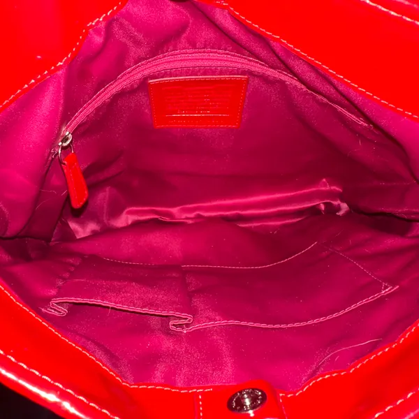 Coach Poppy Glossy Red Quilted Patent Leather Bag - Image 8