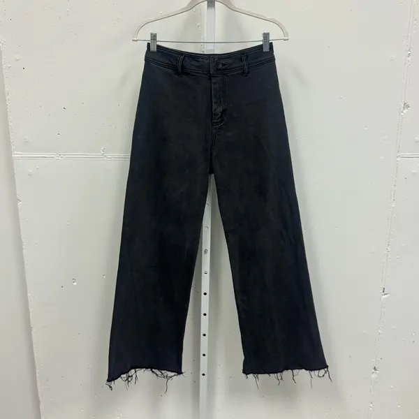 Miou Muse Straight Wide Leg High Waisted Denim Jeans Stretch Faded Black Med W28 - Image 3