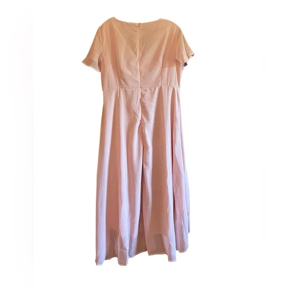 Pink Elegant Short Sleeve Midi Dress Women's Size Large - Image 2