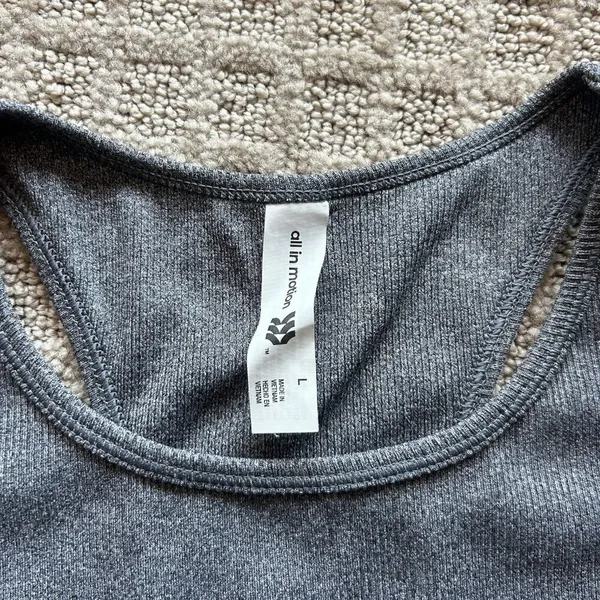 All in Motion Womens Large L Racerback Tank‎ Top Dark Gray Yoga Workout Gym - Image 2