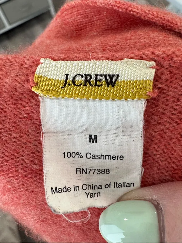 J Crew 100% Cashmere Cardigan Womens Medium Coral Sweater - Image 5
